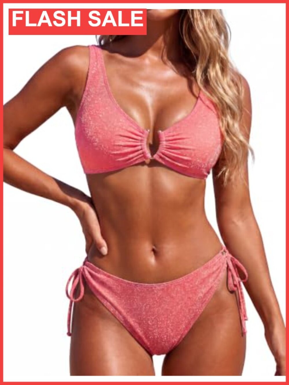 Shiny Cheeky Push Up High Cut Bikini Set